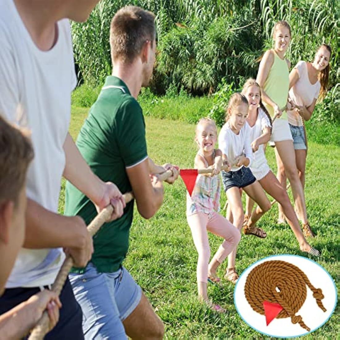 WYRJXYB 60ft Tug of War Rope Set – Natural Cotton Outdoor Game for 36 Kids