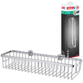 tesa Aluxx Wide Shower Storage Basket | Chrome Aluminum Adhesive Shelf