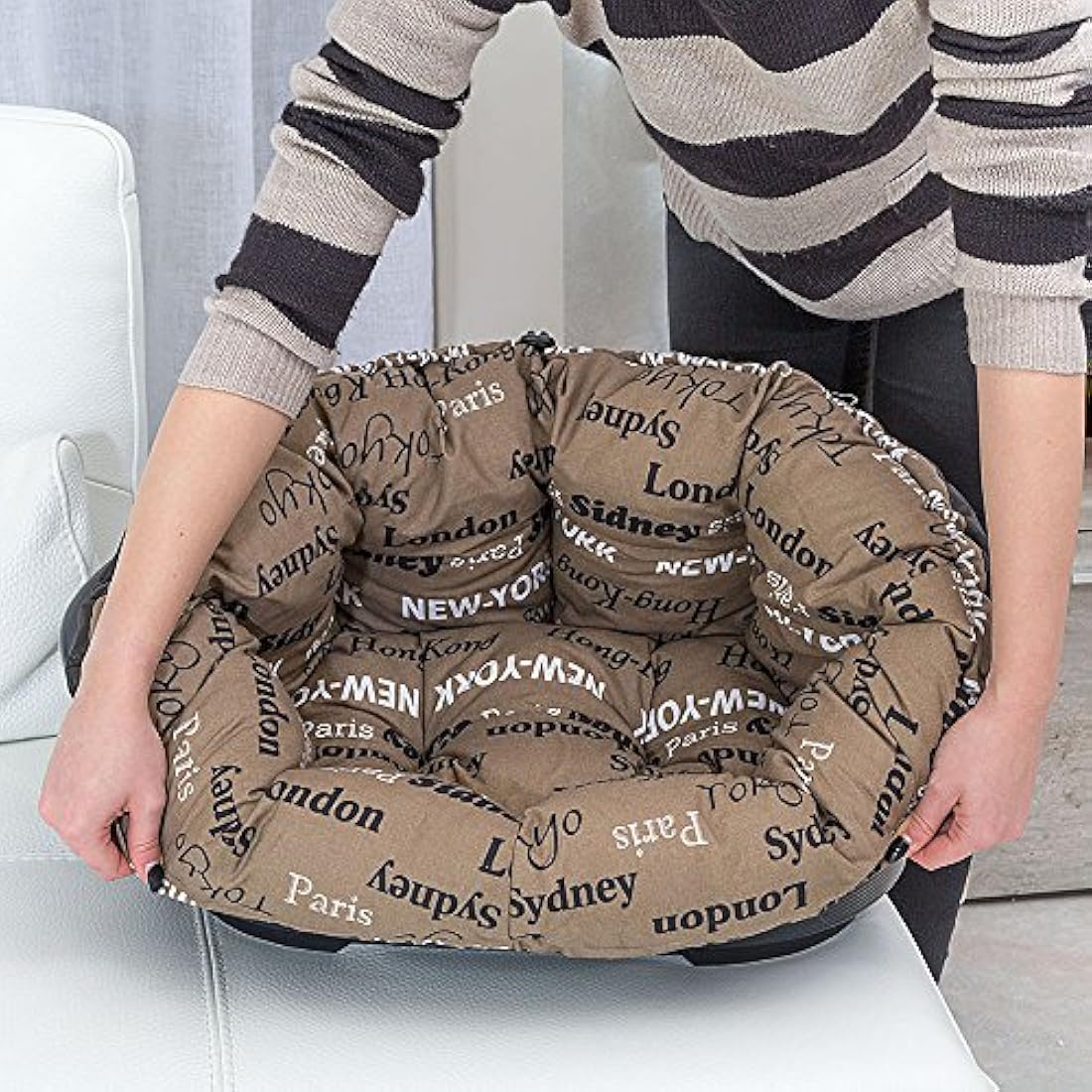 Ferplast Sofà 4 Padded Cotton Cushion – Washable Pet Bed Cover, Brown
