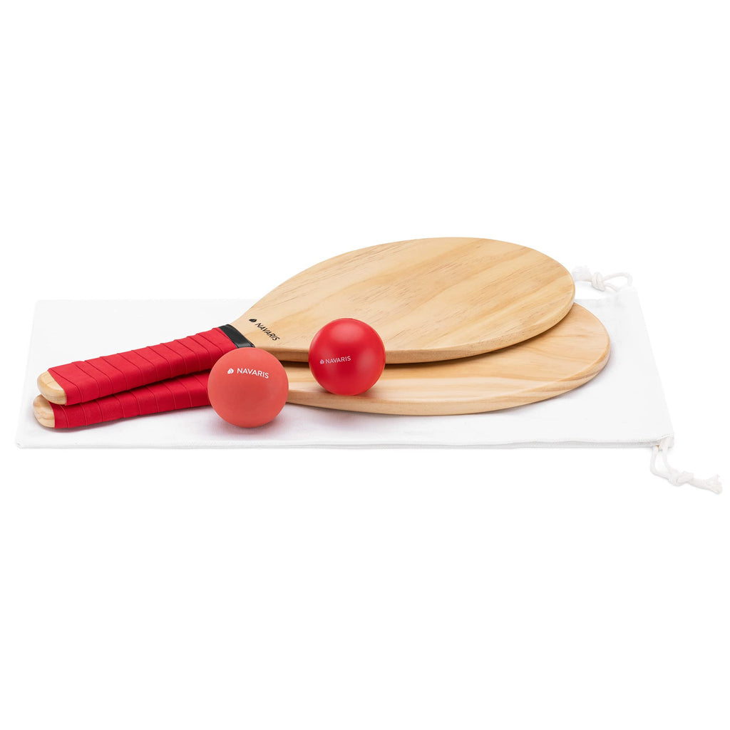 Navaris Wooden Frescobol Beach Paddle Ball Set | 2 Rackets and 2 Balls