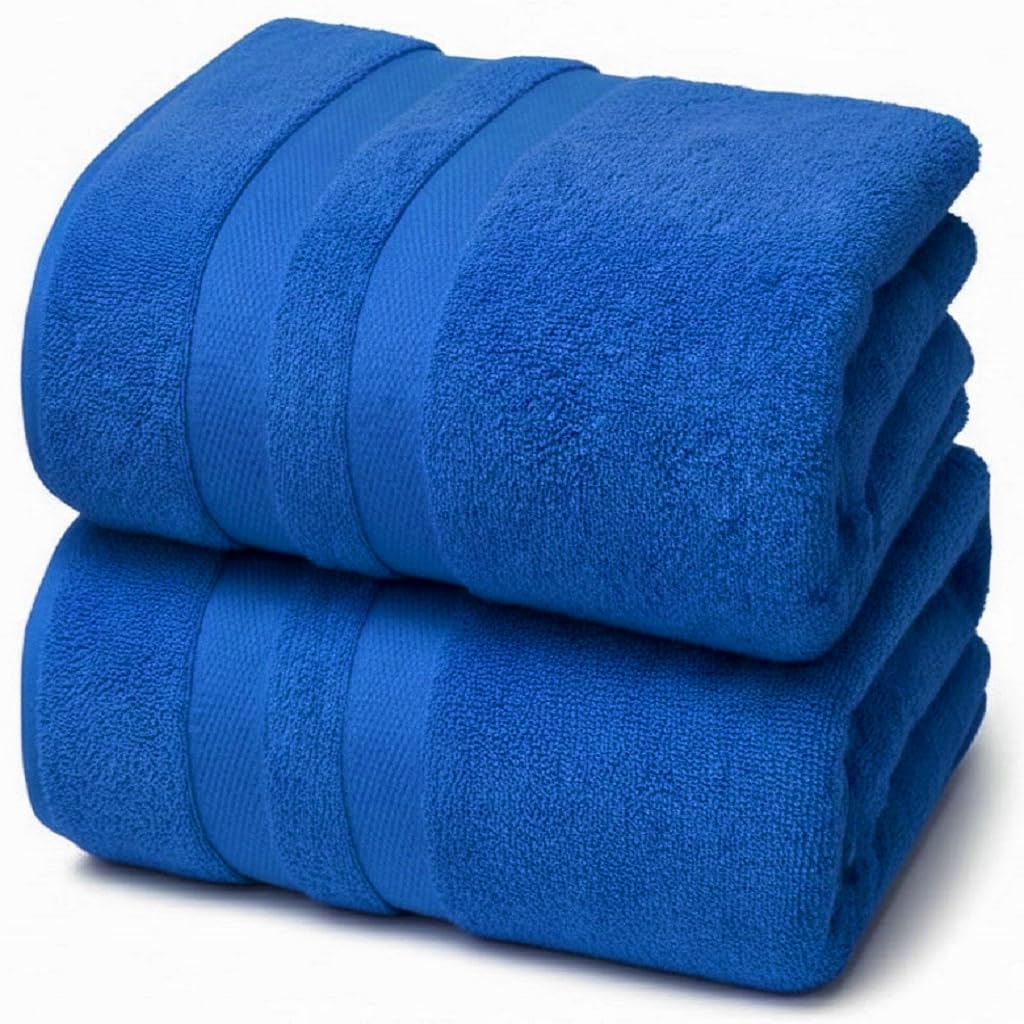 100% Egyptian Cotton Bath Sheets - 550GSM Large 2 Pack (Blue)