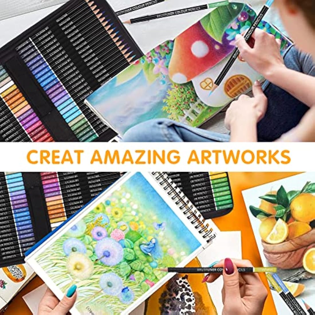 Melifluo 132 Professional Colouring Pencils Set with Portable Zipper Bag