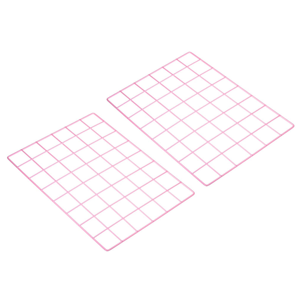 PATIKIL 16"x12" Wire Grid Panel, 2 Pack Wall Grid Decorative Panels Board Photo Pictures Display Decor Hanging Organizer for Home Office, Pink