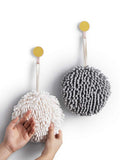 Sophie & Panda Fuzzy Ball Hand Towels – Quick Dry Absorbent Set of 2