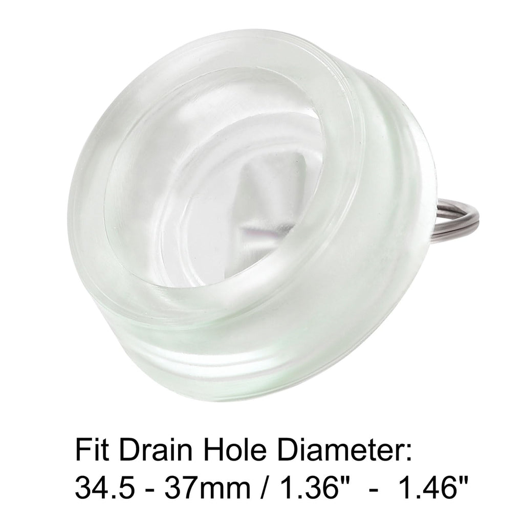 sourcing map Rubber Sink Plug, Drain Stopper Clear Blue Fit 34.5-37mm with Hanging Ring for Bathtub Kitchen and Bathroom 2 Pcs - image 4