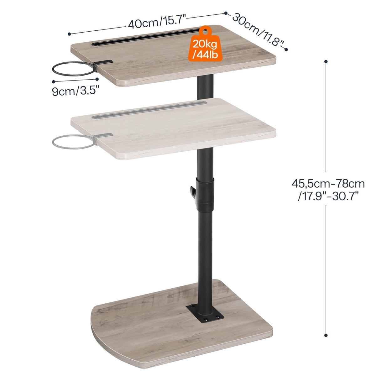 HOOBRO C Shaped Side Table, Height Adjustable Bedside Table, 360° Rotating Sofa Table Laptop Tables with Detachable Cup Holder and Tablet Slot - image 3