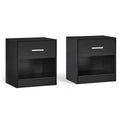 VASAGLE Bedside Tables Set of 2 | Modern Side Table with Drawer - Black