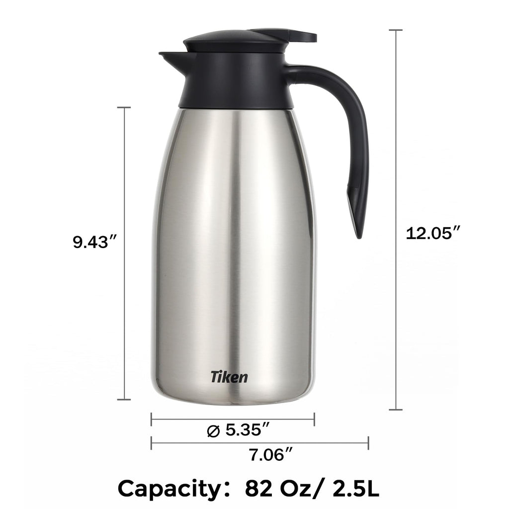 Tiken 2.5L Thermal Coffee Carafe – Stainless Steel Vacuum Insulated Jug