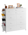 VEVOR 10 Drawer Dresser | Fabric Storage Tower with Steel Frame - White