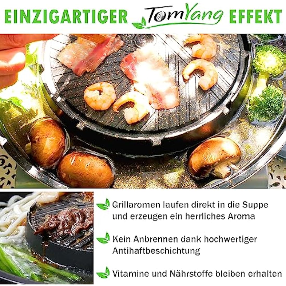 TomYang BBQ Camping Pan – Non-Stick Thai Grill and Hot Pot for Gas Stoves