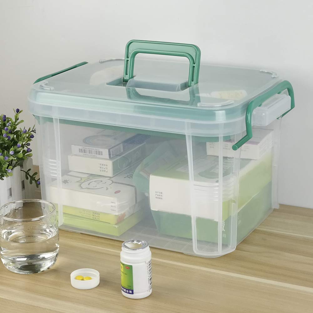 Cadineer Household Plastic First Aid Kit, Plastic Medicine Box, Clear Storage Box - image 3