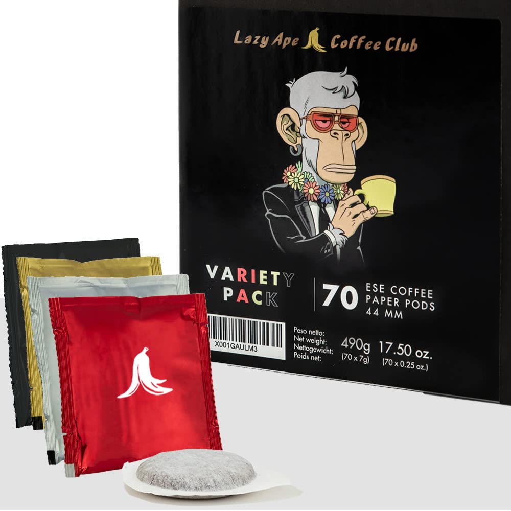 Lazy Ape Coffee Club ESE 44mm Espresso Paper Pods - Variety Pack 70ct