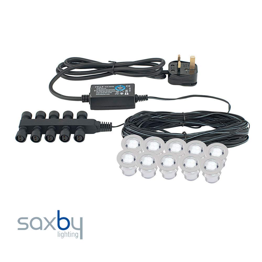 Saxby Ikon 10-Pack LED Decking Lights - 30mm IP67 Daylight White Kit