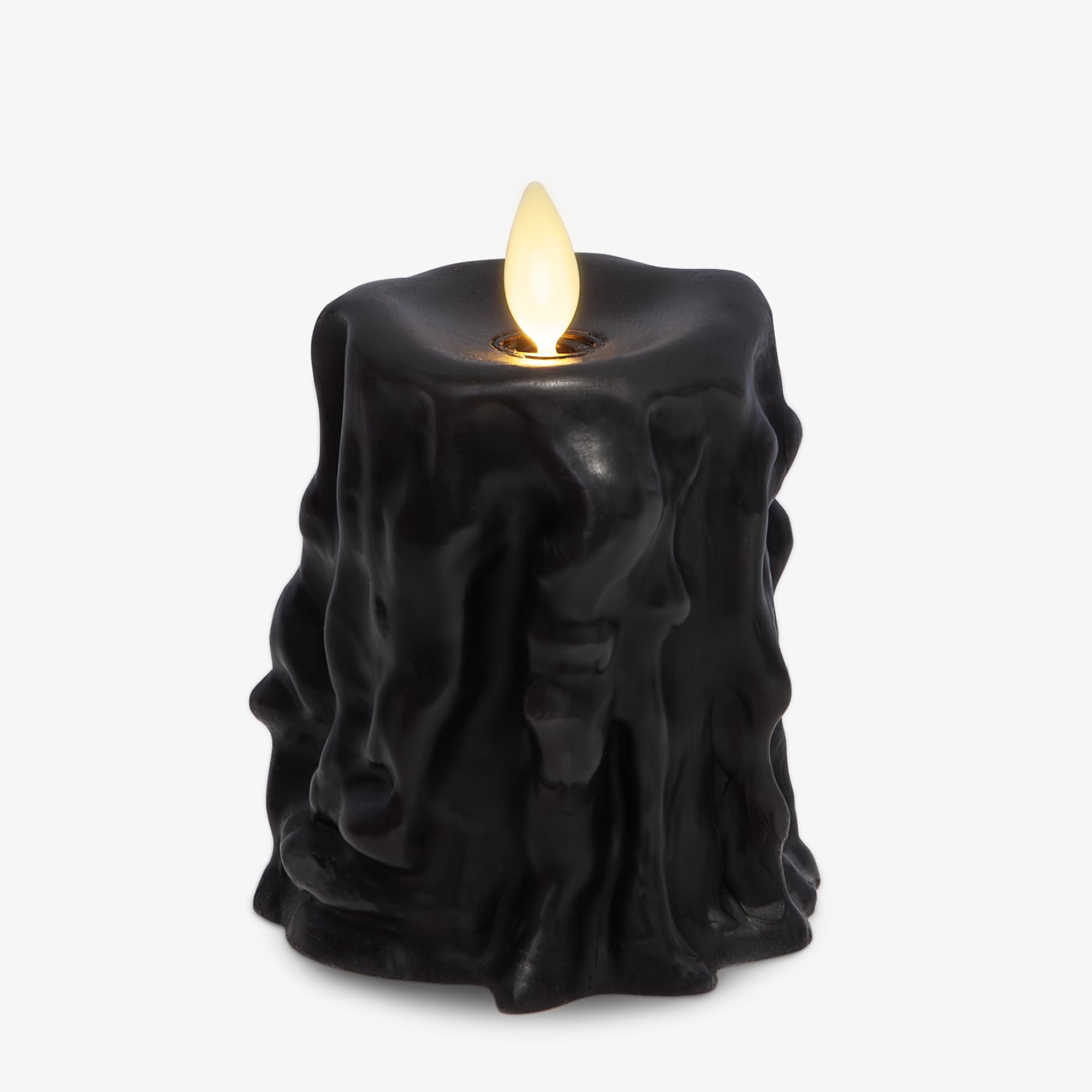 Luminara Black Heavy Wax Drip Flameless LED Pillar Candle | 3.4 x 4.5