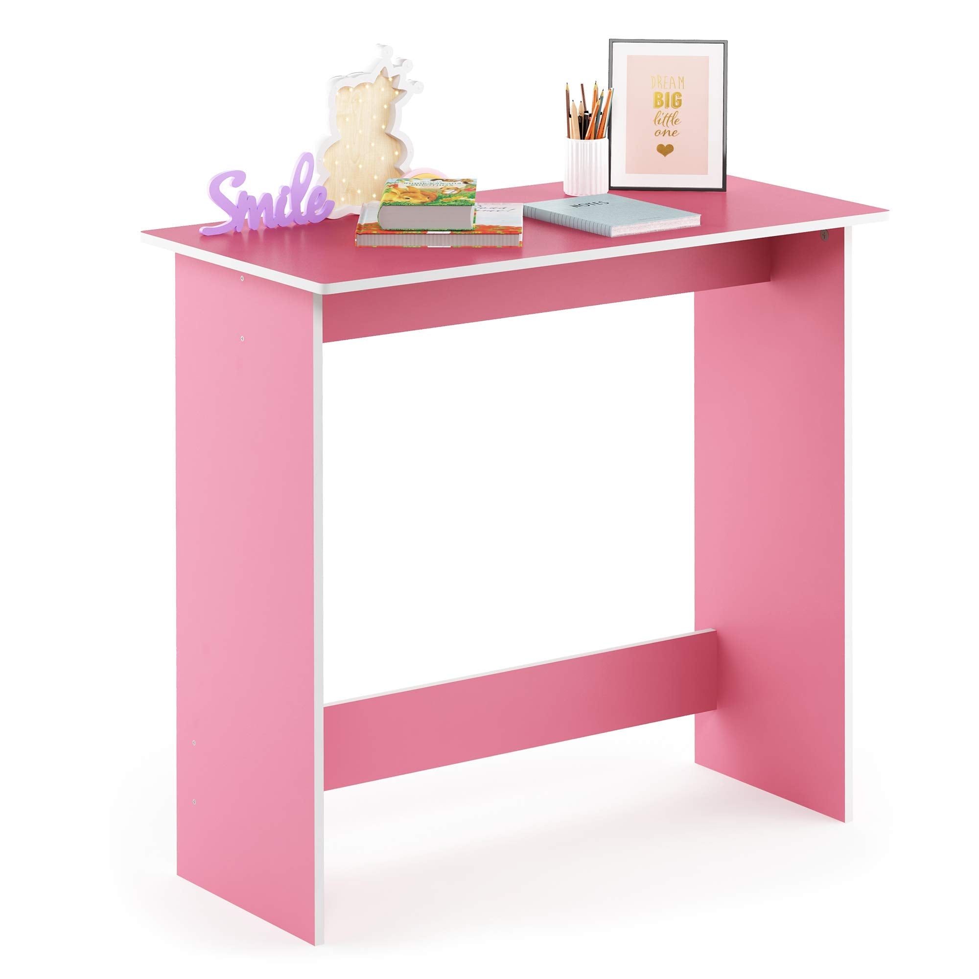 Furinno Simplistic Compact Computer Desk - Pink/White Study Table
