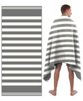 Style Slice Sand Free Microfibre Beach Towel - Grey Stripe, XL 200x90cm