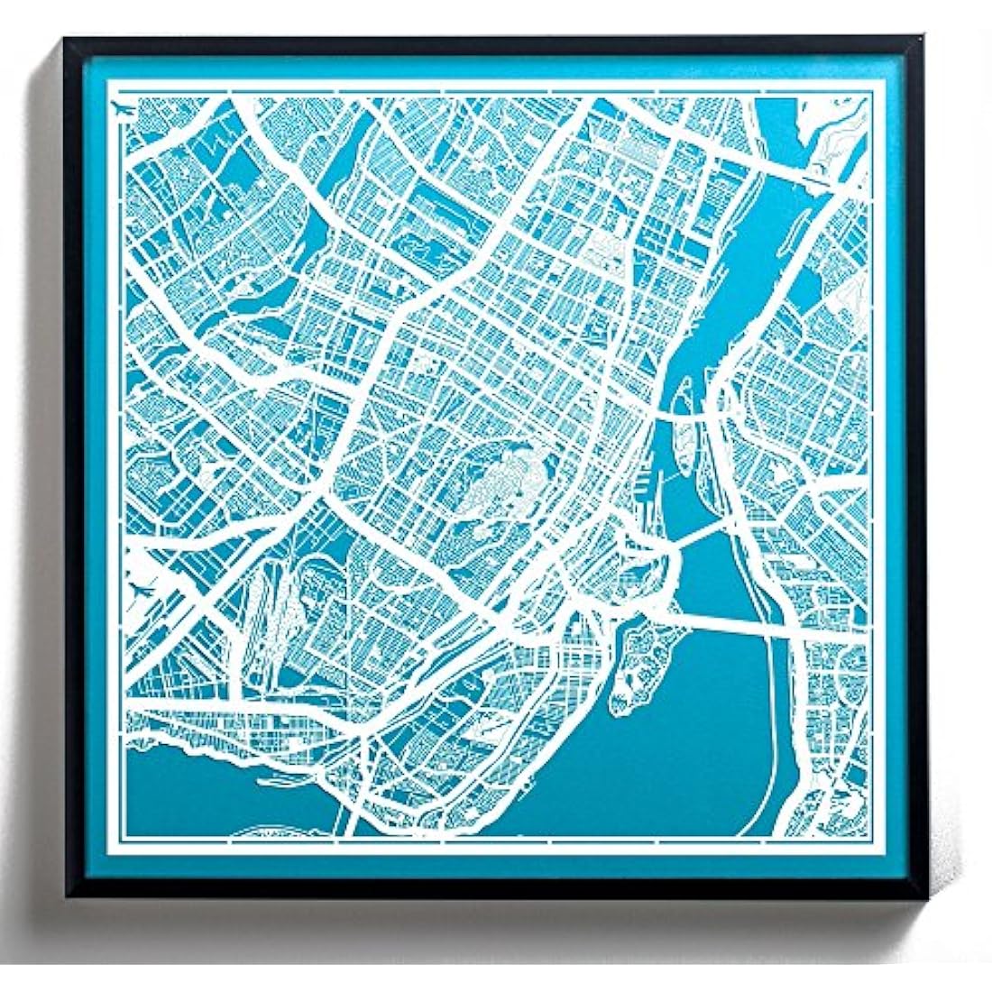 O3 Design Studio Montreal Paper Cut Map - 12x12 White Wall Art Decor
