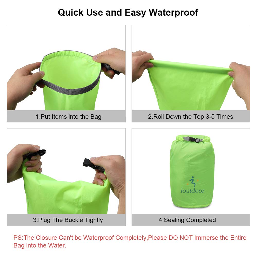 ioutdoor Waterproof Dry Bag Set | 6-Piece Lightweight Sacks 2L-70L