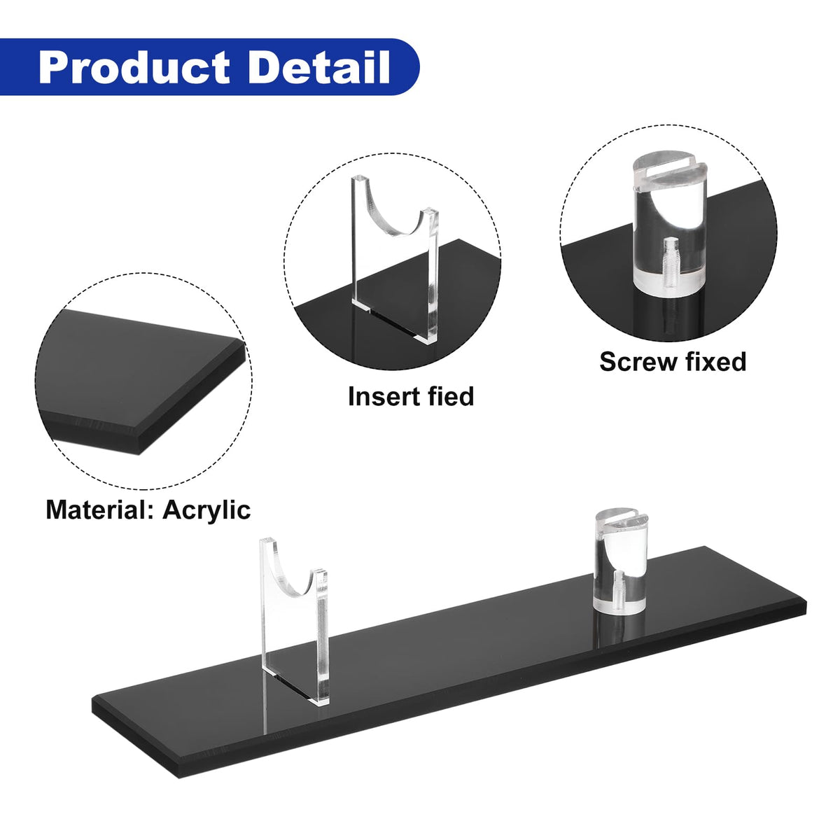 sourcing map 2 Pack Acrylic Knife Display Stand, Knife Collection Display Stand Holder for Display Knife on Desktop Black - image 3