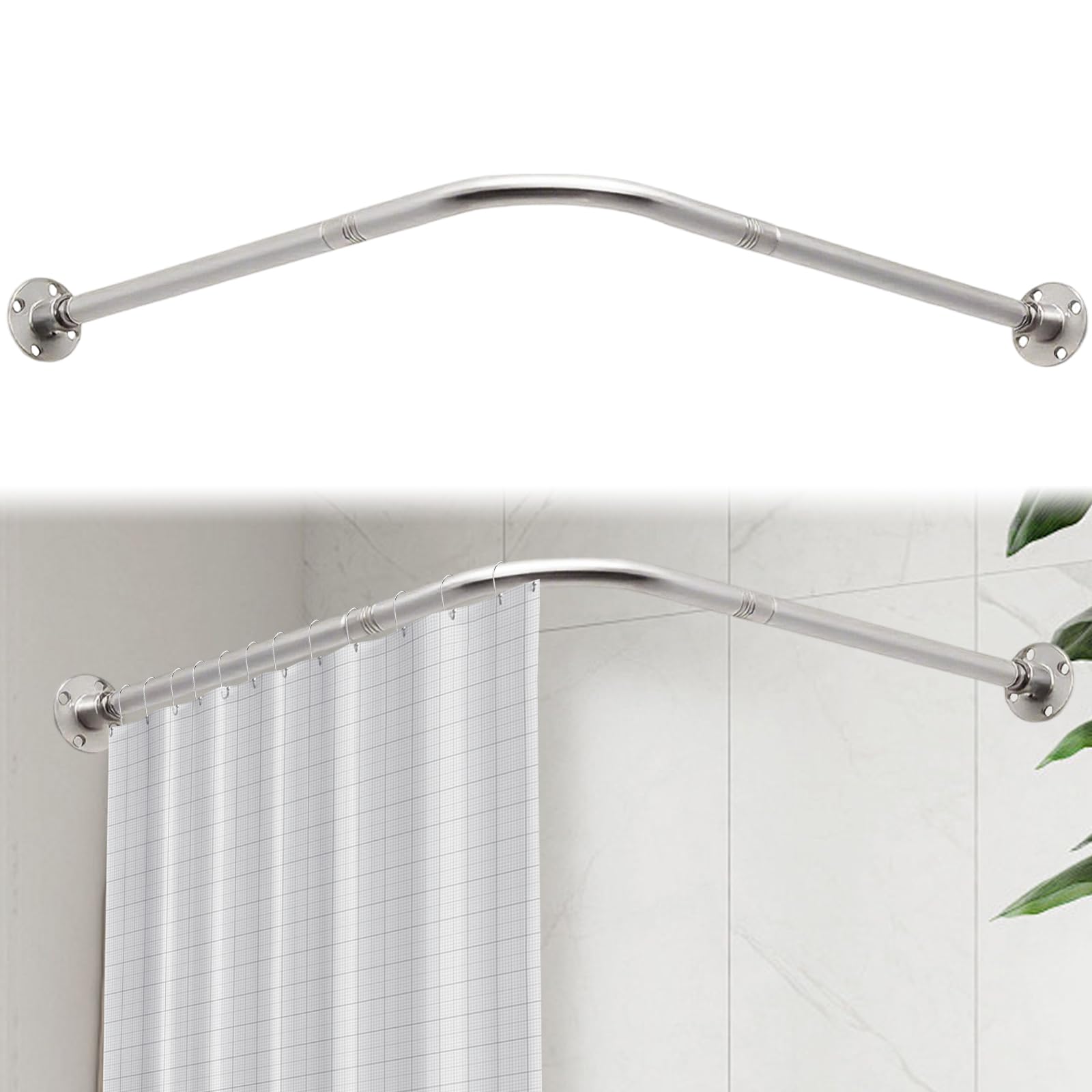 L-Shaped Shower Curtain Rod – Adjustable Stainless Steel