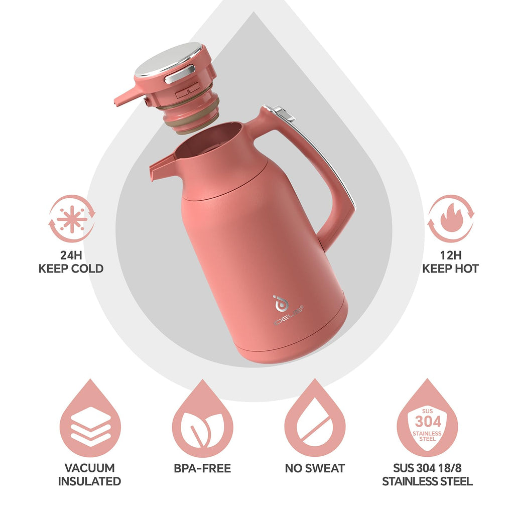 IDEUS 68oz Vacuum Insulated Coffee Carafe – Stainless Steel Thermal Pot