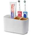 PARKMANI Electric Toothbrush Holder | Bamboo & Plastic Bathroom Caddy