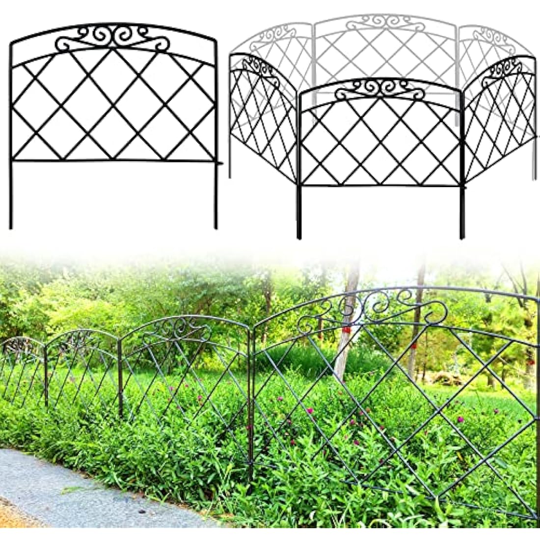 Thealyn Rustproof Metal Garden Fence – 5 Panels No-Dig Animal Barrier