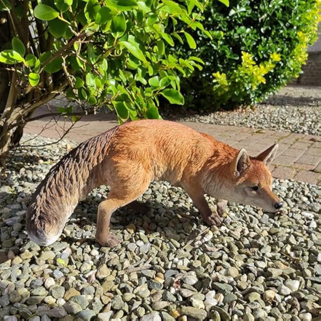Jolof Store XL Prowling Fox Garden Ornament – Realistic Outdoor Sculpture