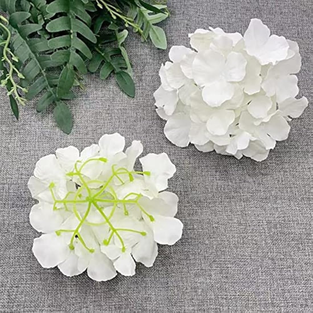 FagusHome 30 Pcs Silk Hydrangea Heads with Stems for Wedding Decor | White