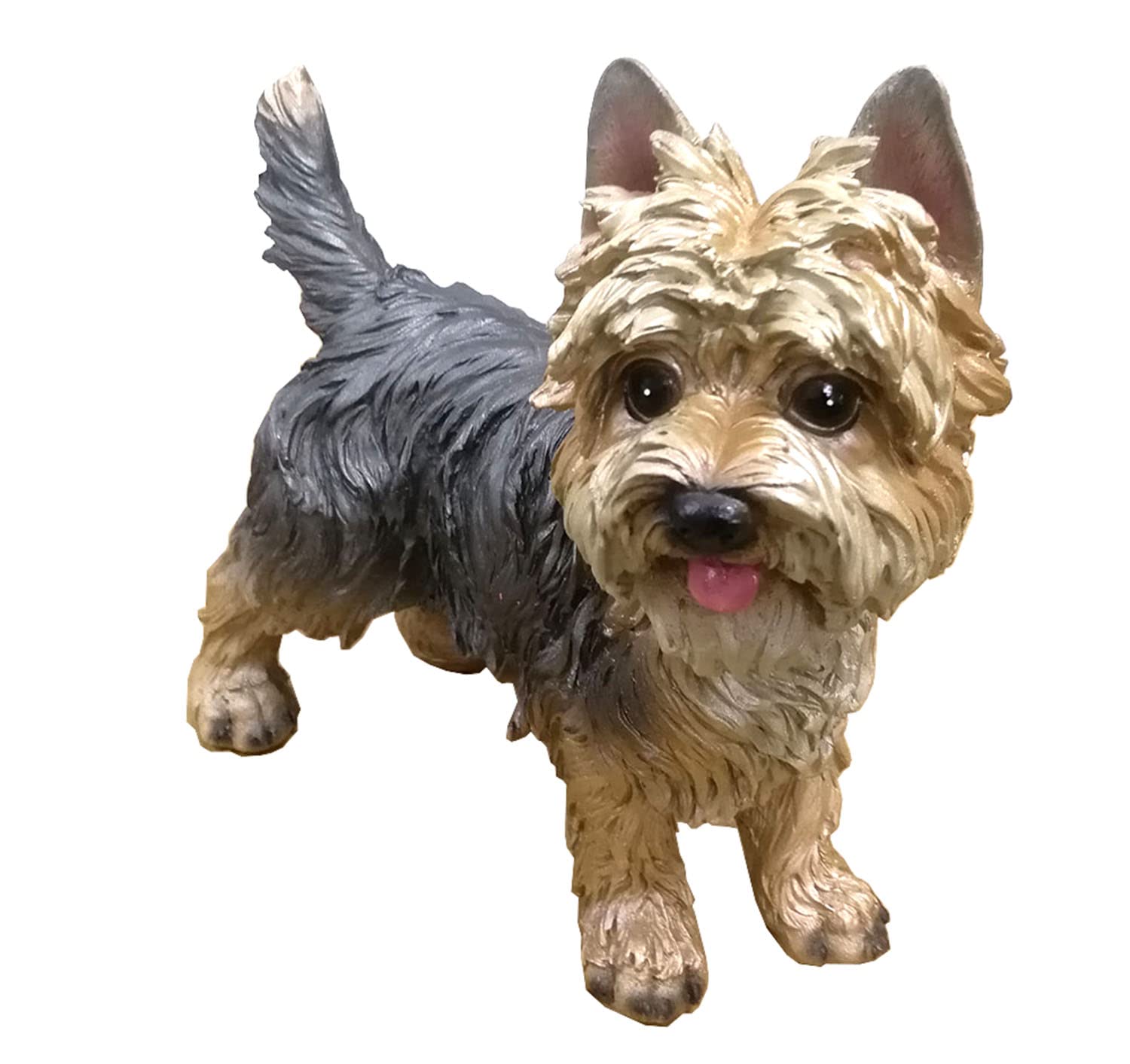WANLIAN Hand-Painted Resin Yorkshire Terrier Statue - Realistic Dog Decor