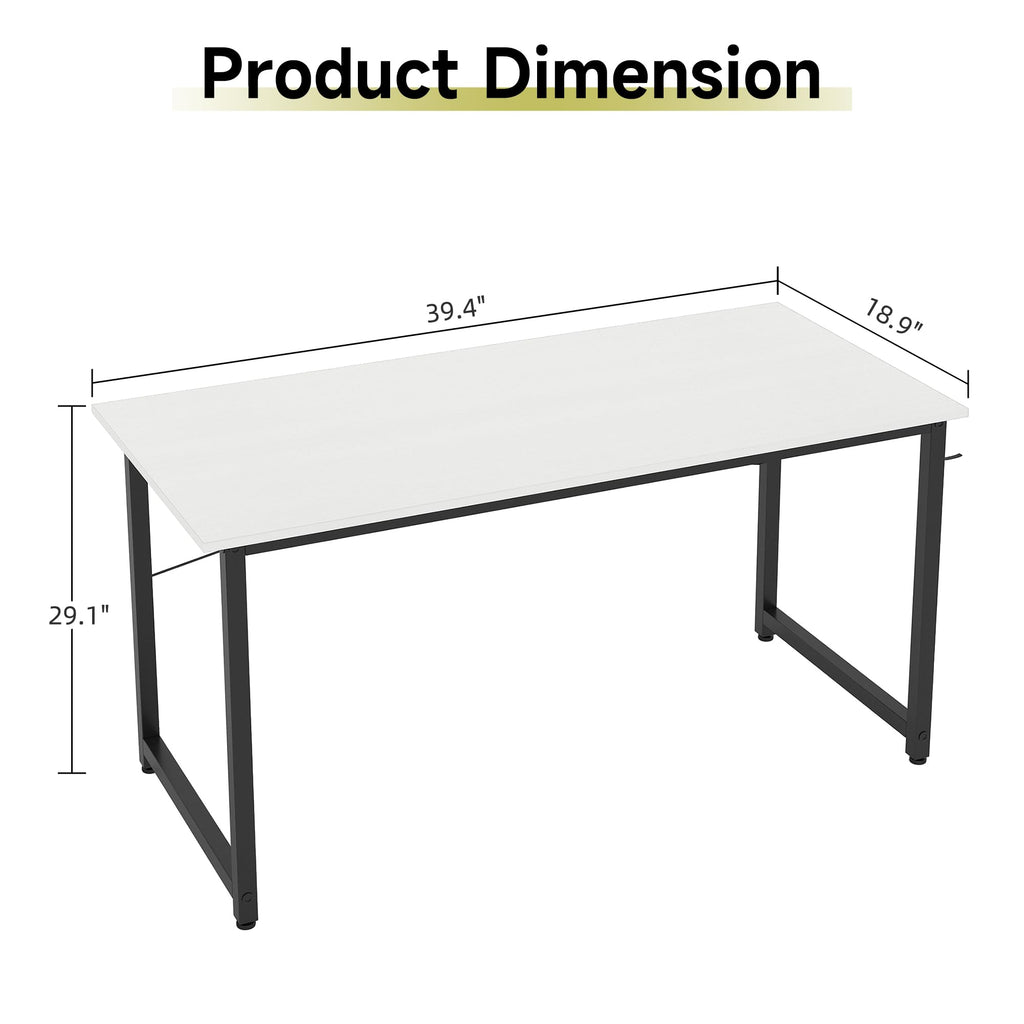 Flrrtenv 100cm Computer Desk | Modern White Gaming & Office Table