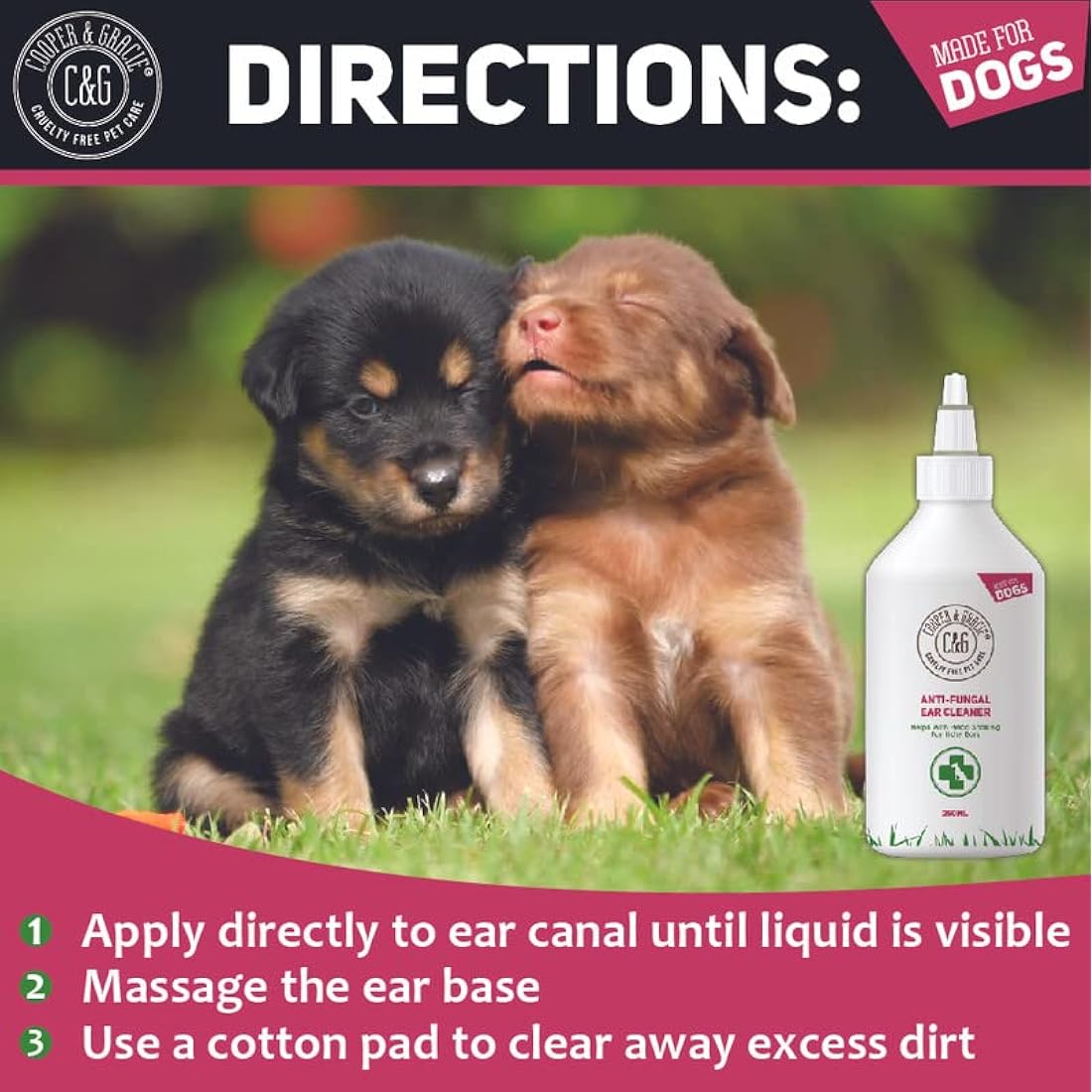 Cooper and Gracie Dog Ear Cleaner - Organic Yeast & Mite Relief - 250ml