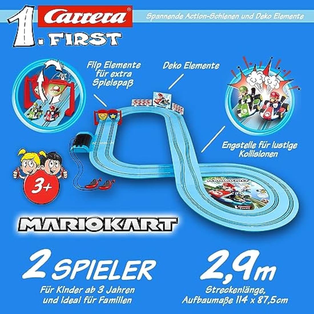 Carrera FIRST Mario Kart Slot Racing Track – 2.9m Nintendo Toy Set