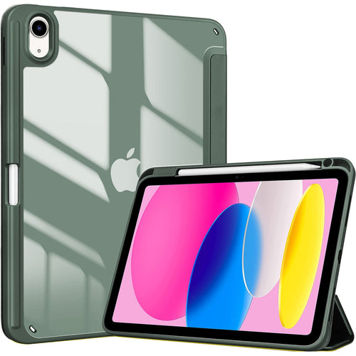 ProCase iPad 11th/10th Gen Case with Pencil Holder & Clear Back – Olive