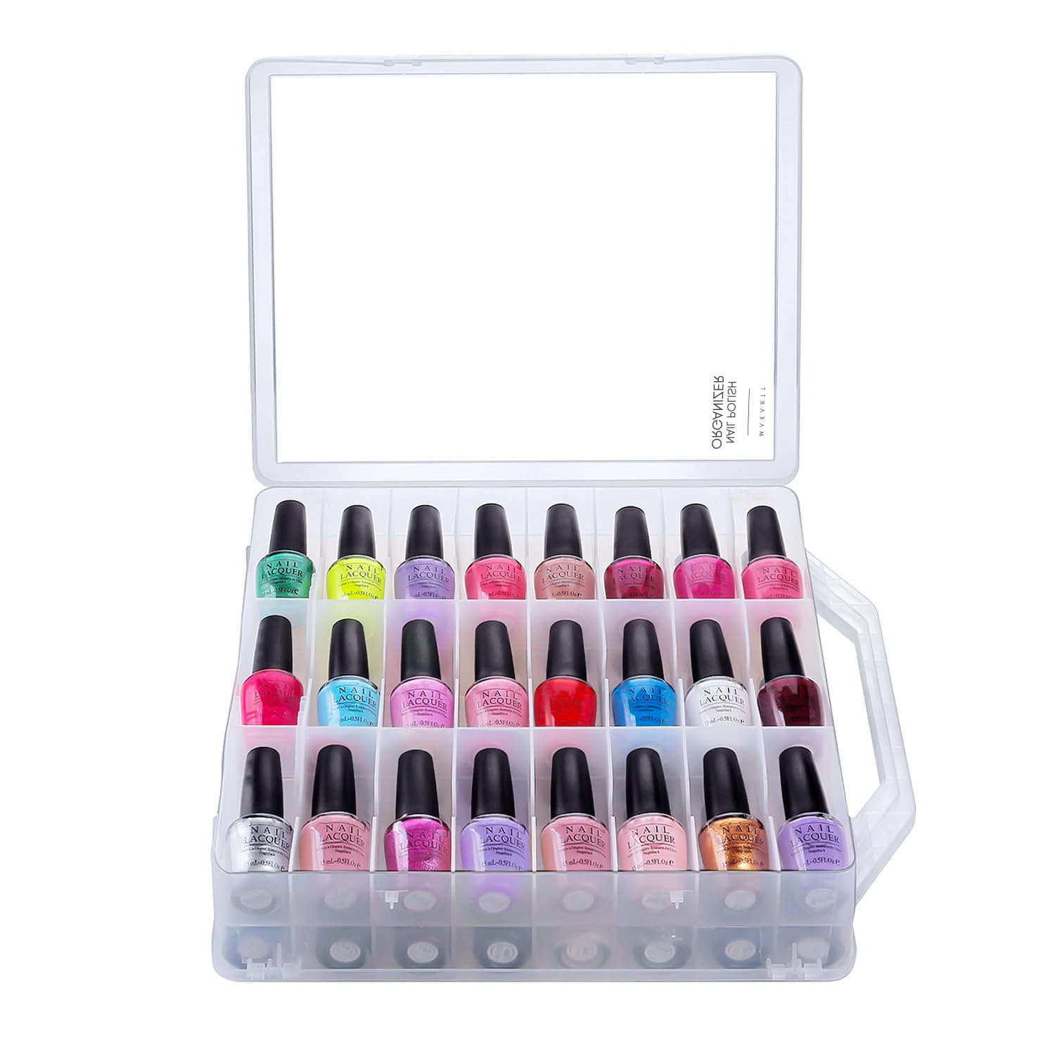 Makartt Clear Nail Polish Organizer – 48 Bottle Storage Case for Nail Techs
