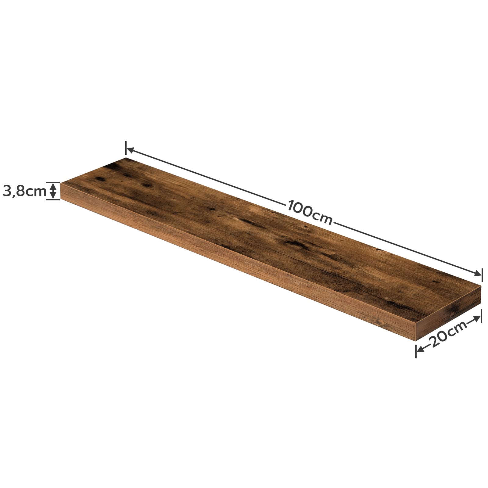 HOOBRO Floating Shelves Set of 2 – 100cm Rustic Brown Wooden Wall Racks