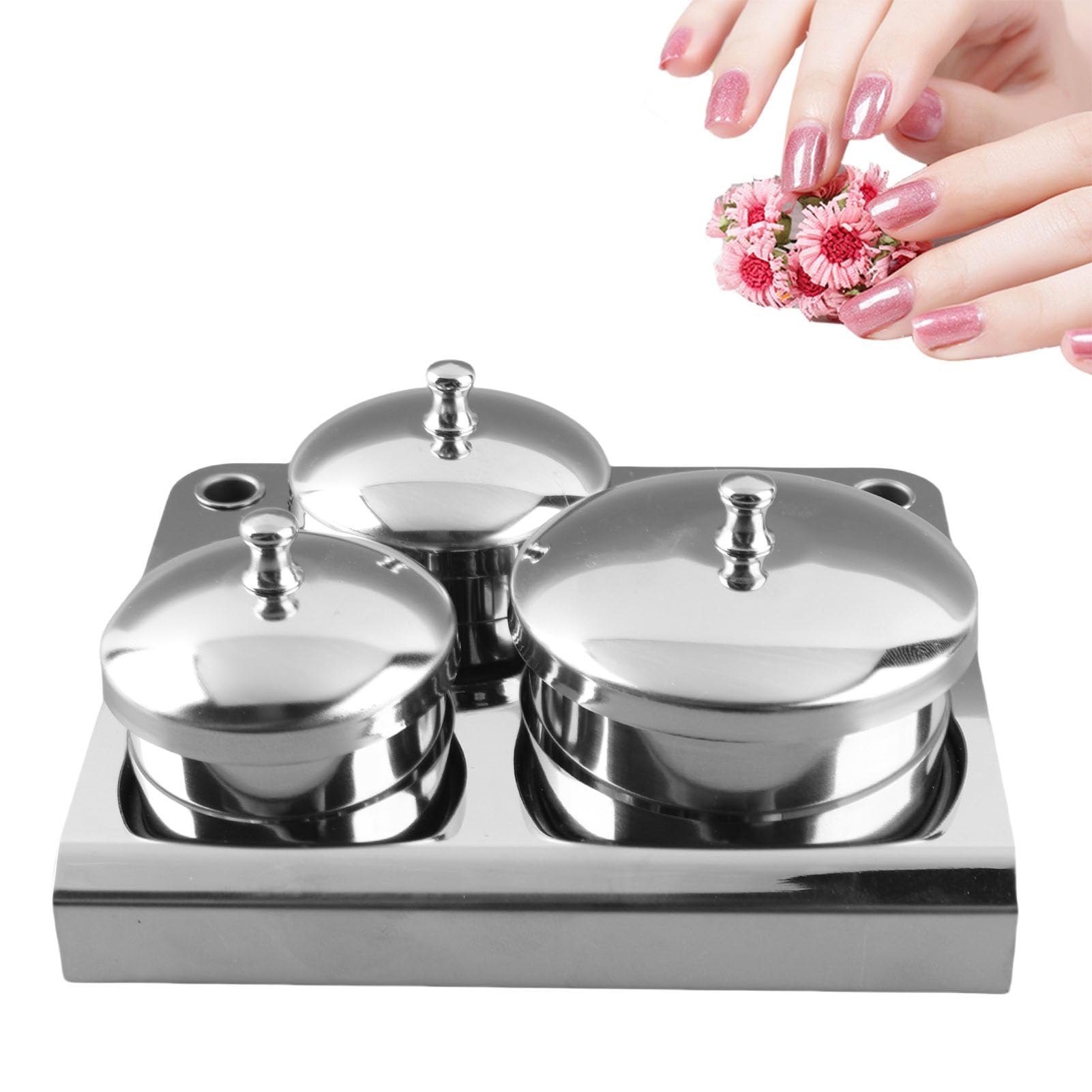 Jolof Store Stainless Steel Monomer Dish Set – 3pc Nail Art Liquid Cups