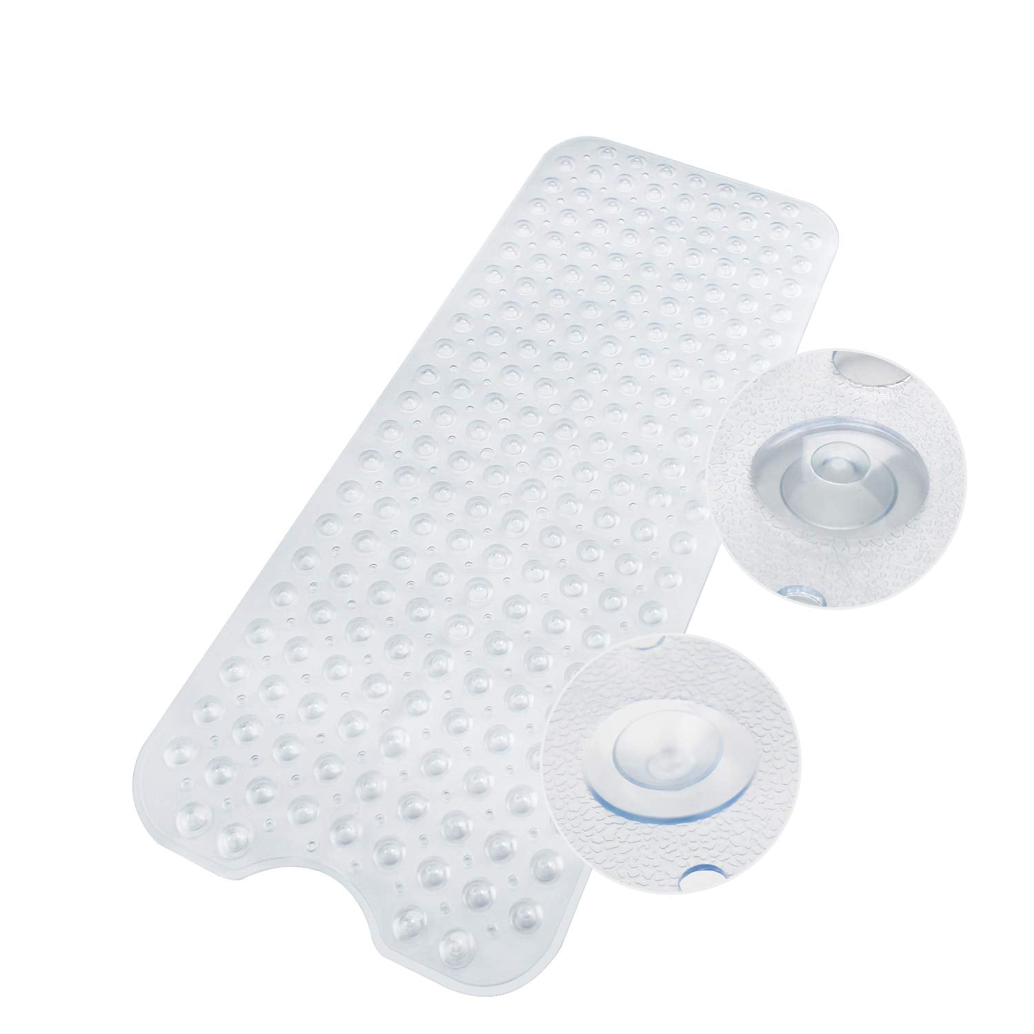 WELTRXE Extra Long Non-Slip Bath Mat | Anti-Mould PVC Bathtub Mat, Clear