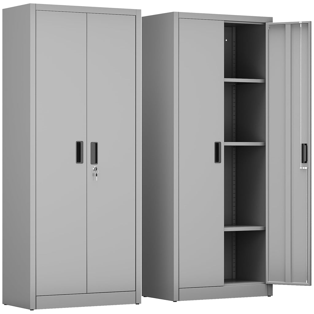 FlairVibe Metal Storage Cupboard with 2 Door and 3 Adjustable Shelves,Grey - image 1