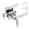 HSEAMALL Square Interior Door Lever Handle Lock with Keys – Silver