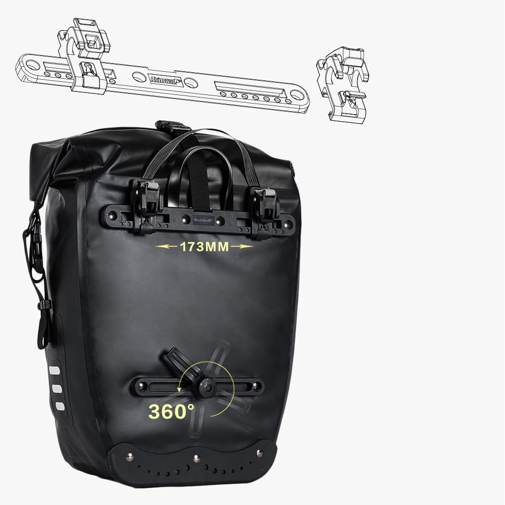 Rhinowalk Waterproof Bike Pannier Bag – 27L Rear Rack Cargo Carrier