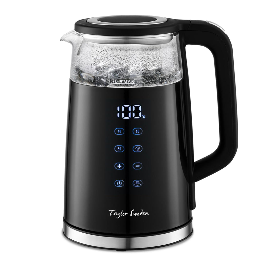 Taylor Swoden Electric Kettle - 1.7L Glass Kettle with Temperature Control
