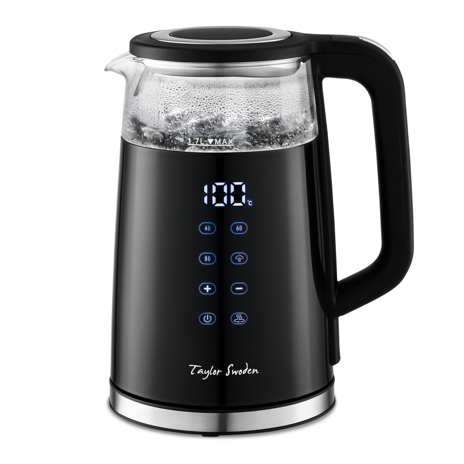 Taylor Swoden Electric Kettle - 1.7L Glass Kettle with Temperature Control