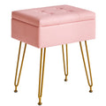 IBUYKE Storage Vanity Stool | PU Leather Ottoman with Flip Tabletop