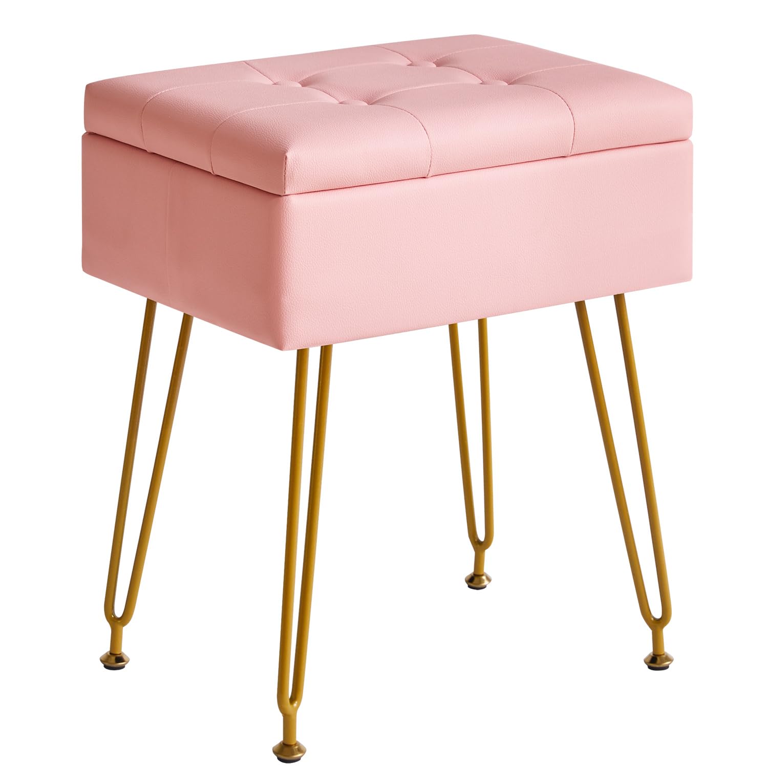 IBUYKE Storage Vanity Stool | PU Leather Ottoman with Flip Tabletop