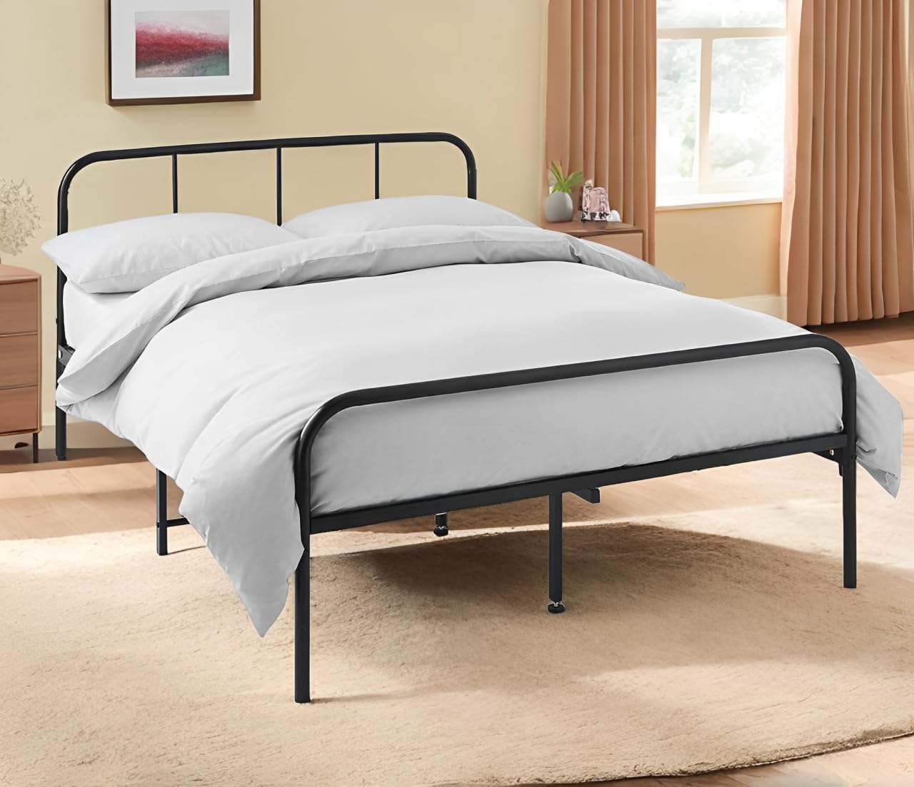House Of Home Double Metal Bed Frame – Extra Strong Storage Base, Black