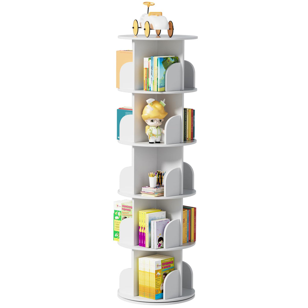 ybaymy Rotating Bookcase, 5 Levels, Standing Shelf, Office Shelf, Decorative Shelf, 360° Freely Rotatable Bookcase - image 1