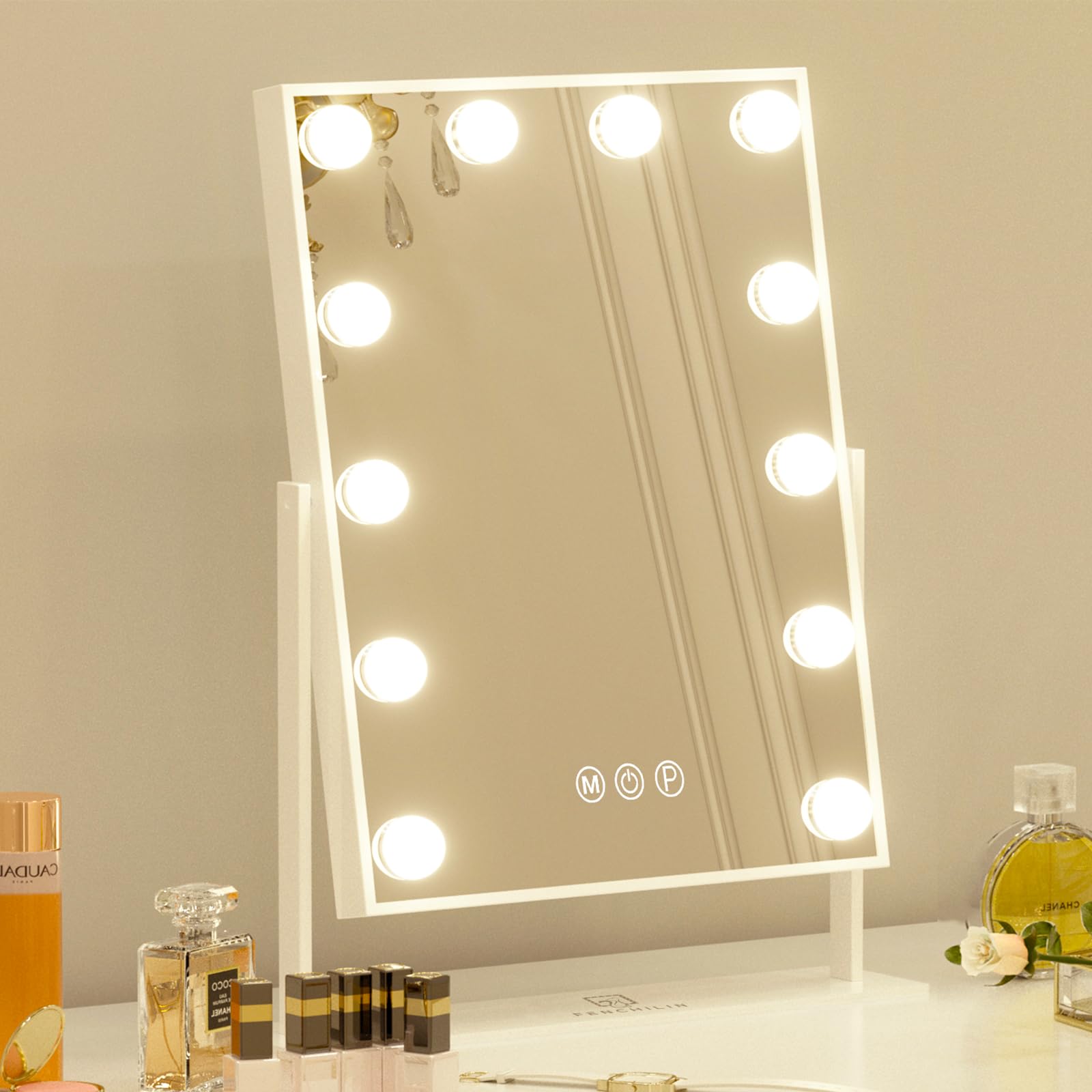 Fenchilin Hollywood Vanity Mirror with 12 LED Bulbs and 10X Magnifier
