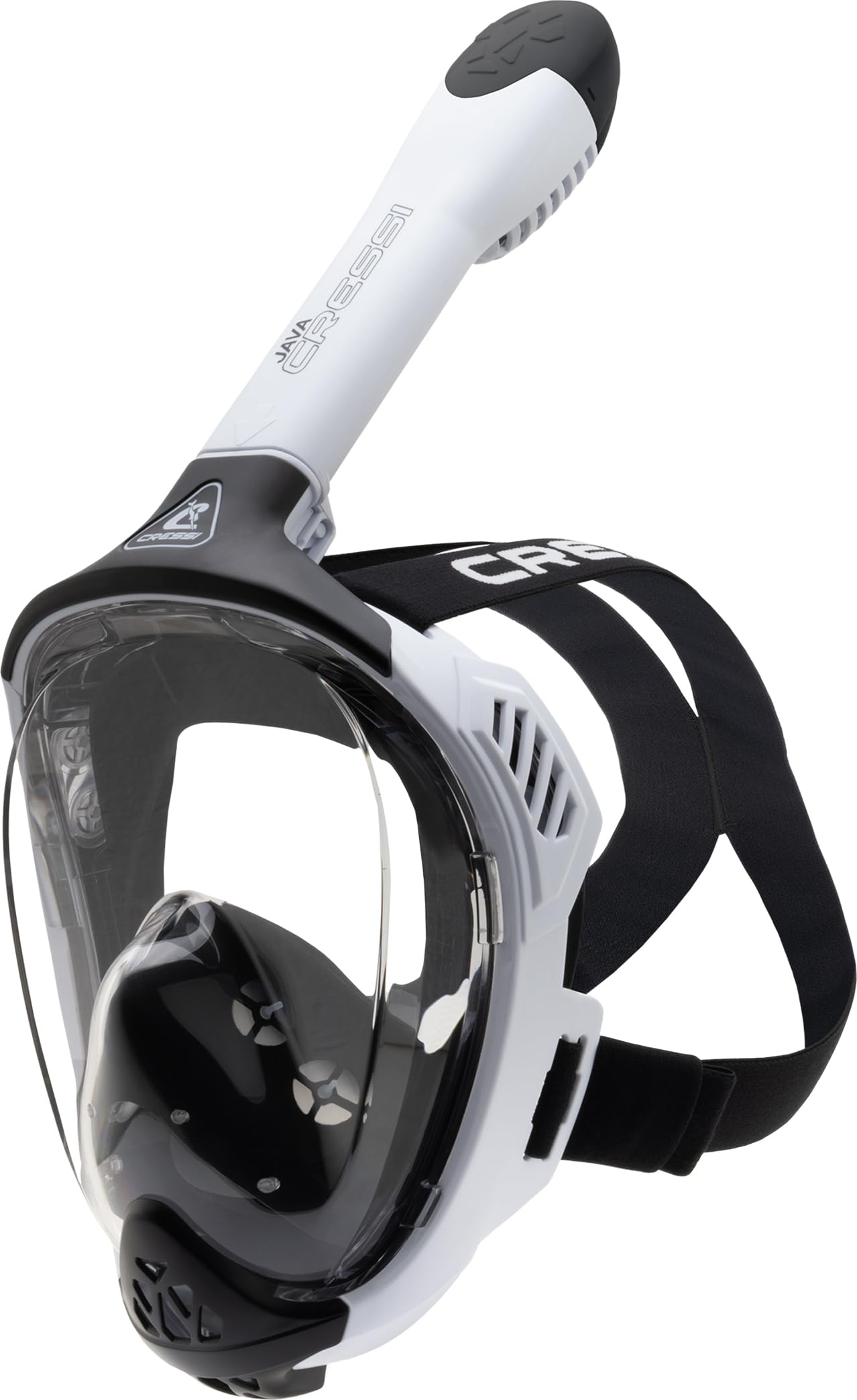 Cressi Java Full Face Snorkel Mask – Anti-Fog Silicone – White/Black