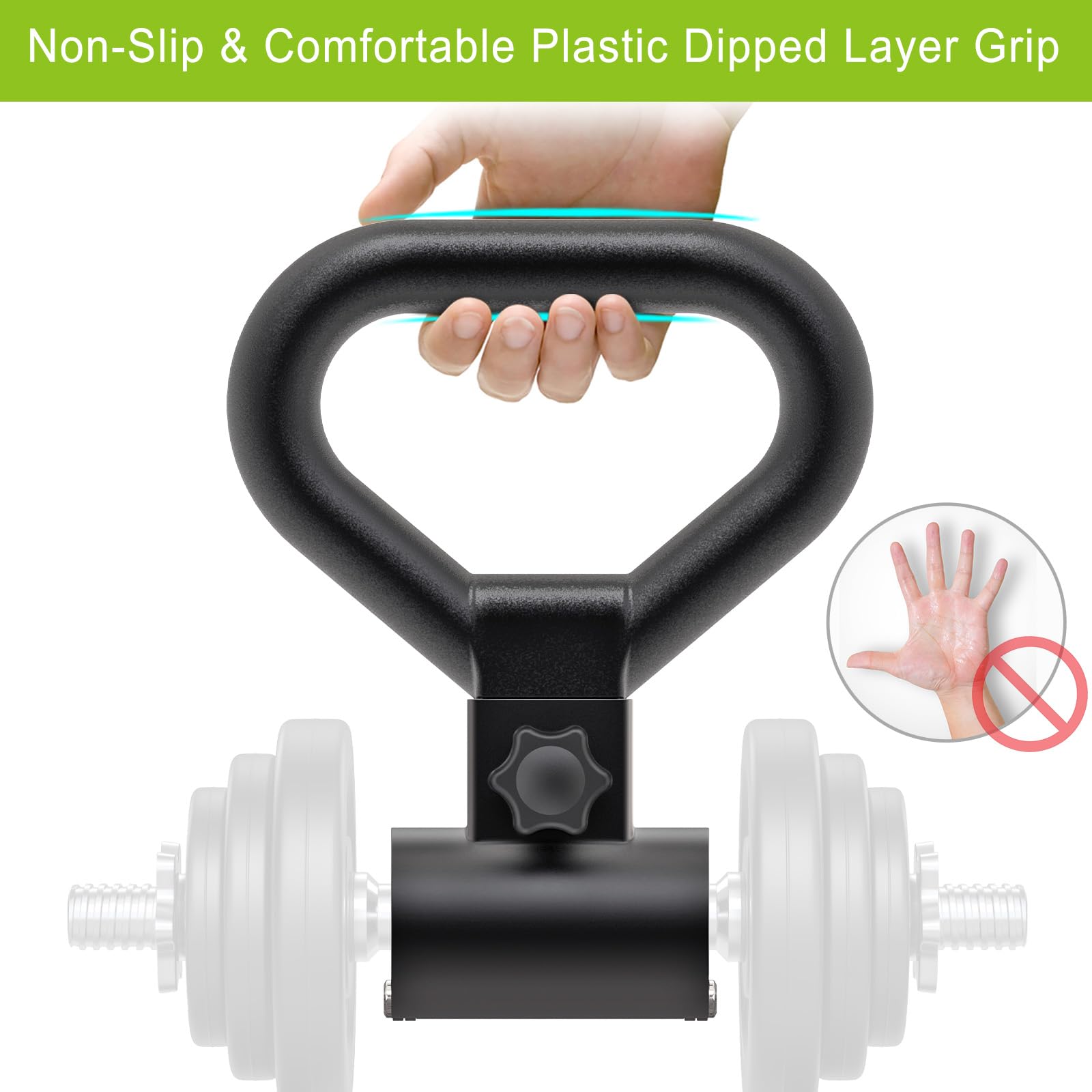 SELEWARE Steel Dumbbell to Kettlebell Converter Handle - 100lb Capacity